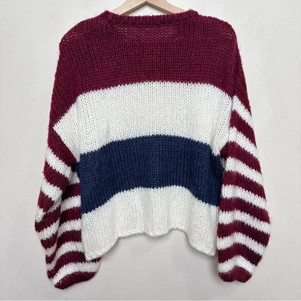 Lovestitch Womens Medium Striped Colorblock Crew Neck Sweater - Picture 16 of 16